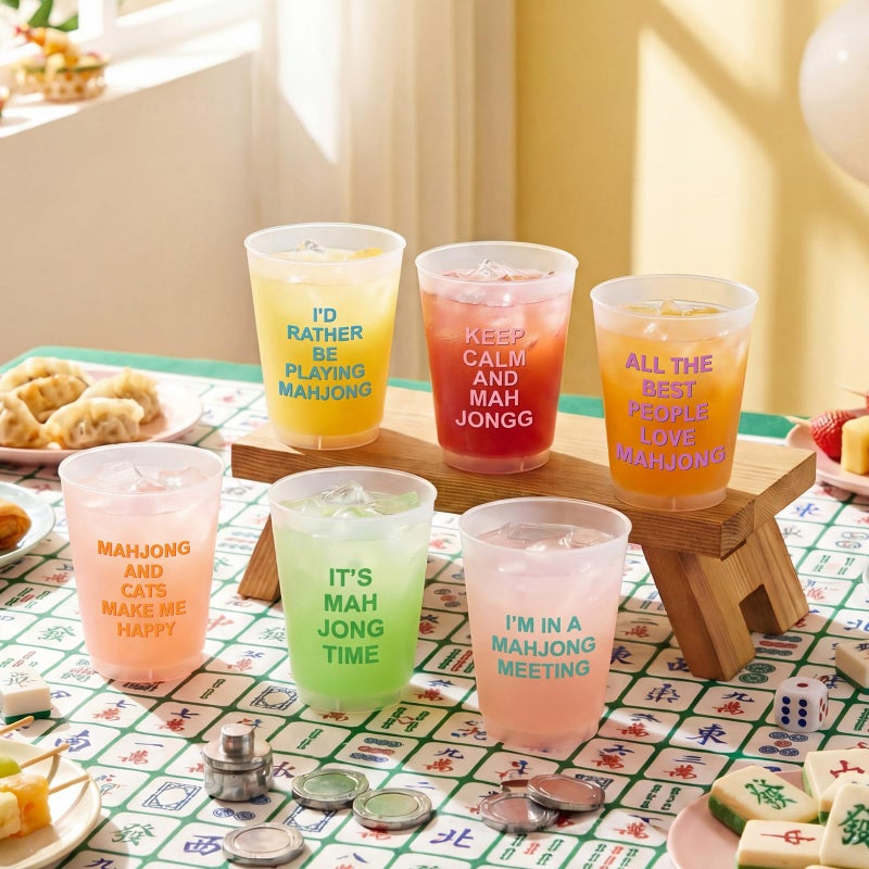 LemonRoad 12 Pcs 16 oz Mahjong Cups Frosted with Multicolor Funny Phrases Mah Jong Party Supplies Reusable Plastic Mah Jong Cups Gifts for Mahjong Game Night Christmas Birthday Celebration Accessories - Image 5