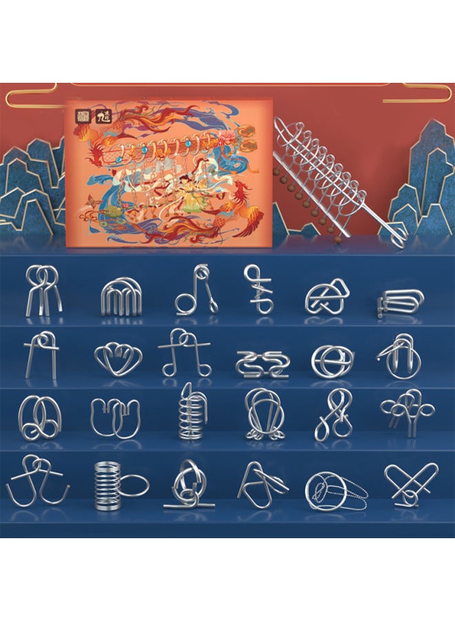 Lezhi By Me Nine Chain Ring Release Full Set Of Release Ring Decompression Toys Intelligence Children's Educational Toys Gifts Wholesale-Color:Guofeng Release 40-piece Set - Image 3