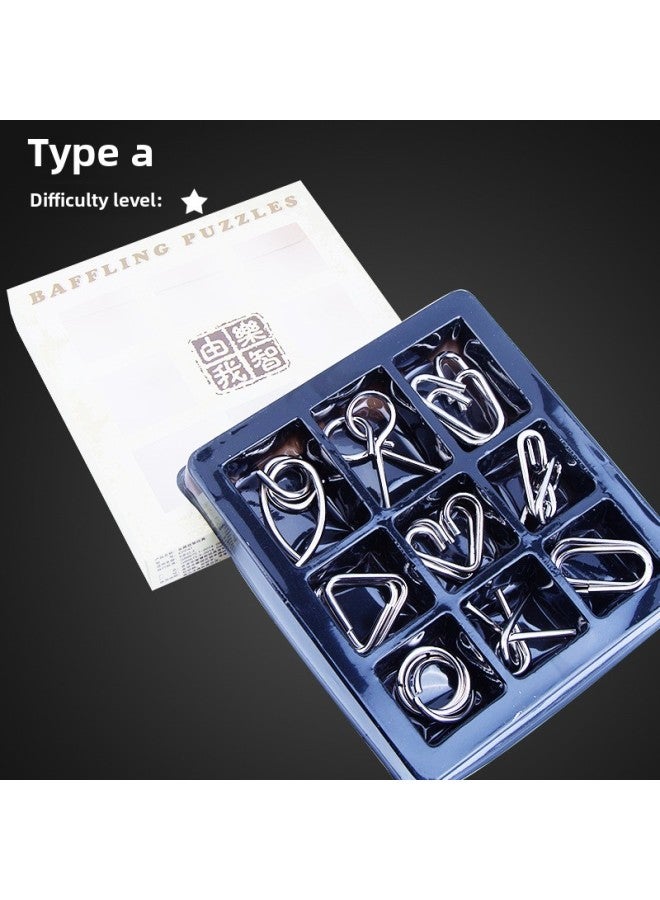 Lezhi By Me Nine Chain Ring Release Full Set Of Release Ring Decompression Toys Intelligence Children's Educational Toys Gifts Wholesale-Color:Guofeng Release 40-piece Set - Image 5