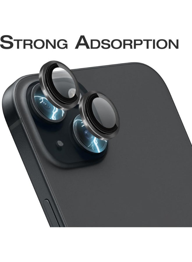 واقي عدسة Xzoom لأيفون 15 / 15 Plus | زجاج سافير، إطار معدني، شفافية عالية، أسود - الموديل: XIP15BLK - Image 5