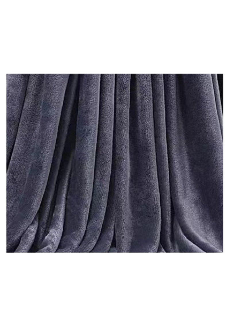 RISHAHOME Light weight Extra Soft Single Size Solid Blanket all season Flannel Fleece Throw Blanket 150x200cm 100% Polyester-Grey  - Image 2