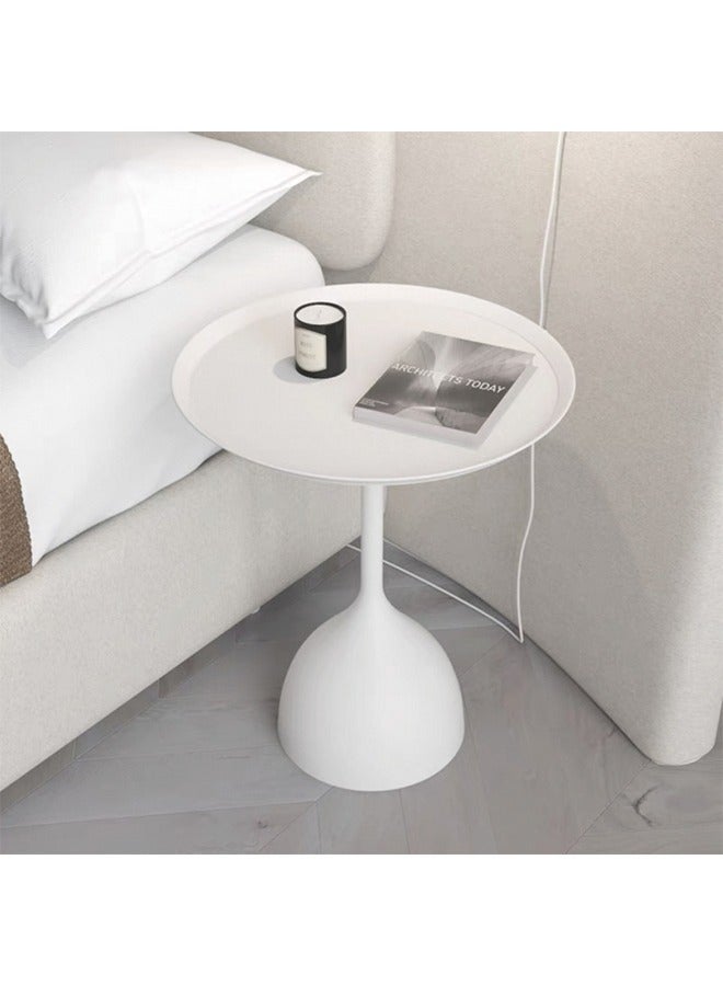 Miya Round Coffee Table Nightstand Sofa Table Furniture Made Of Metal White 40x40x60cm - Image 4