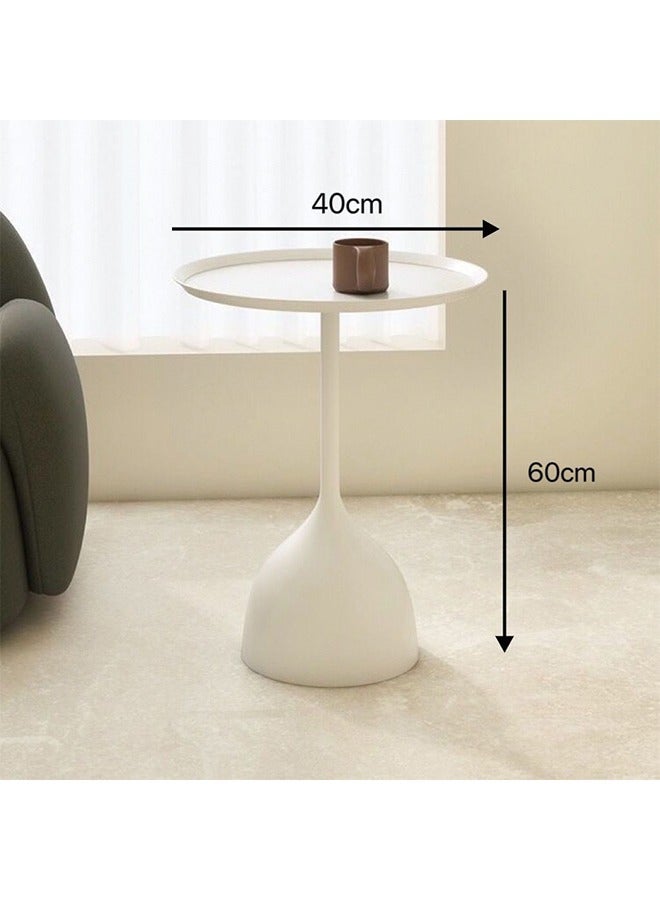 Miya Round Coffee Table Nightstand Sofa Table Furniture Made Of Metal White 40x40x60cm - Image 2