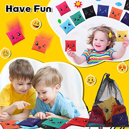 Sotiff 20 Pcs Small Bean Bags for Tossing Educational Cornhole Bags Bulk Mini Educational Learn Colors Toss Toy Cornhole Game Throwing Sack for Outdoor Indoor Hand Toss Sports Activities(Expression) - Image 2