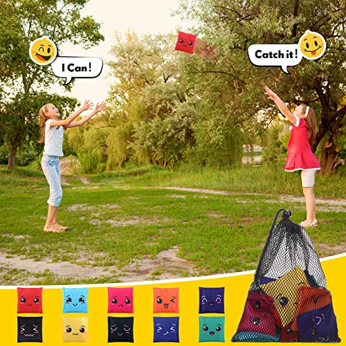 Sotiff 20 Pcs Small Bean Bags for Tossing Educational Cornhole Bags Bulk Mini Educational Learn Colors Toss Toy Cornhole Game Throwing Sack for Outdoor Indoor Hand Toss Sports Activities(Expression) - Image 4