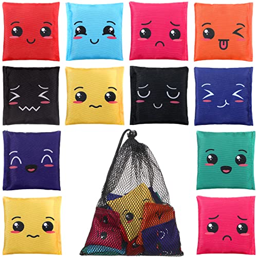 Sotiff 20 Pcs Small Bean Bags for Tossing Educational Cornhole Bags Bulk Mini Educational Learn Colors Toss Toy Cornhole Game Throwing Sack for Outdoor Indoor Hand Toss Sports Activities(Expression) - Image 1