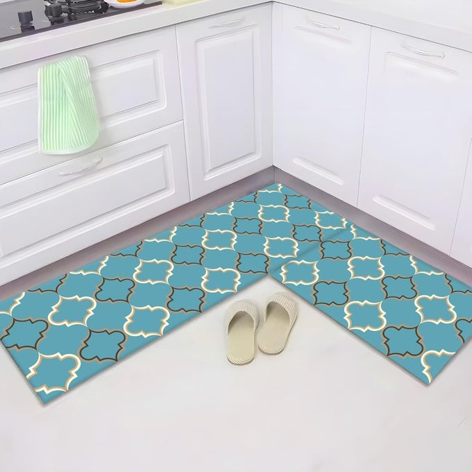 POLYESTER NON-WOVEN FELT BATHROOM MAT (2PCS - 120 * 40CM & 60 * 40CM) BATH MAT | ANTI SKID MAT FOR BATHROOM FLOOR | BATHROOM ACCESSORIES | NON SLIP MAT FOR BATHROOM | FLOOR MAT (BLUE)