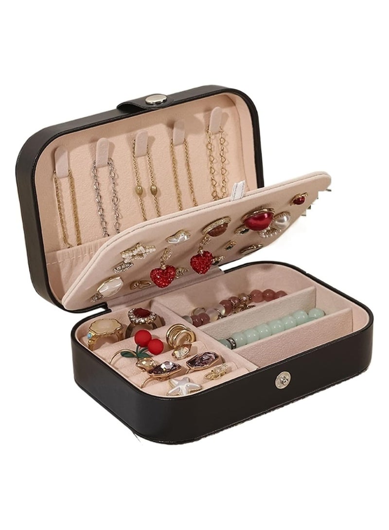 ديكور هيلز منظم مجوهرات صندوق محمول منظم صندوق القلادة عرض صندوق مجوهرات السفر حامل عرض أزرار تخزين جلدية سحاب صناديق الخرز اللون: Hortel - Image 1