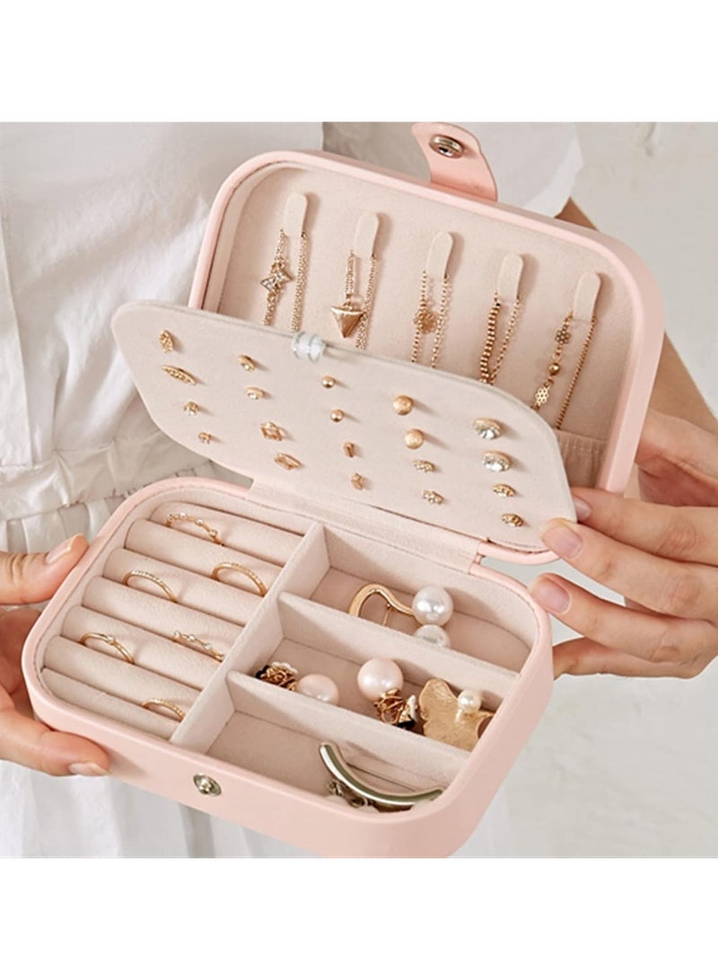 ديكور هيلز منظم مجوهرات صندوق محمول منظم صندوق القلادة عرض صندوق مجوهرات السفر حامل عرض أزرار تخزين جلدية سحاب صناديق الخرز اللون: Hortel - Image 3