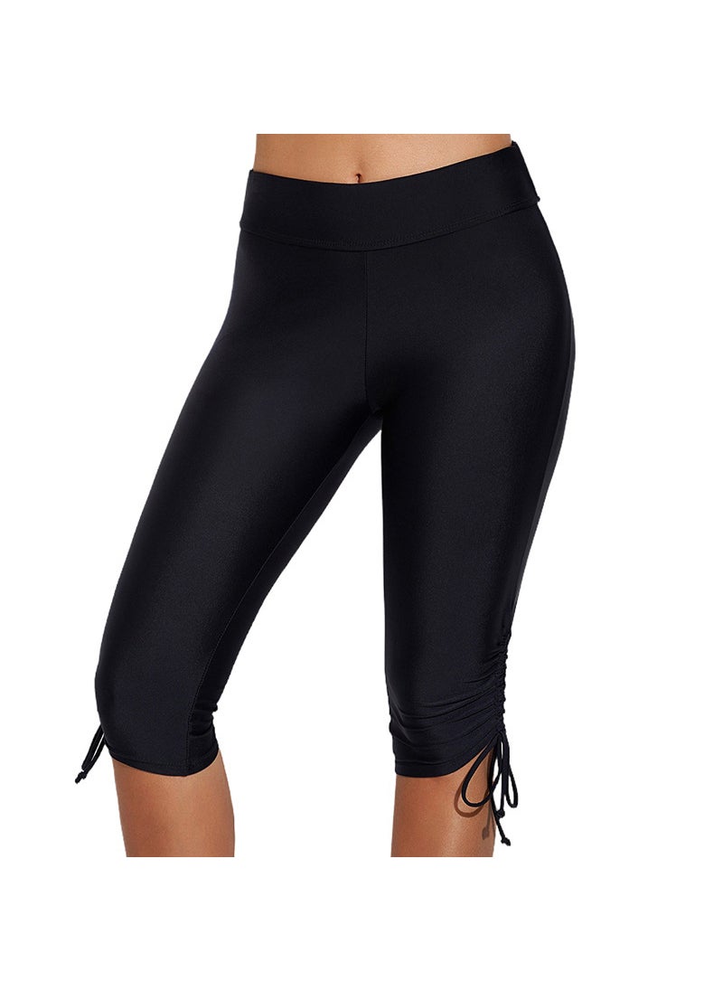 Generic - 2024 New High-Waist Tight Swim Shorts Women Black - Image 1