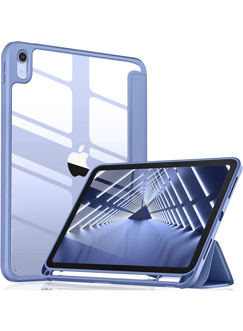 Theodor Clear Back Slim Case for iPad Air 11 Inch (M4 2026/ M3 2025/ M2 2024) – Shockproof Hybrid Protective Cover with Pencil Holder, Auto Sleep/Wake, Trifold Stand- Lavender