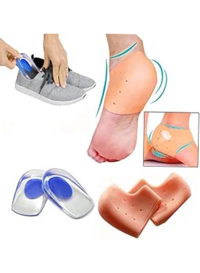Silicone Heel Protector Socks Gel Heel Cups for Cracked Heels Moisturizing Foot Care Support Cushion Pack of 2 Pairs - Image 1