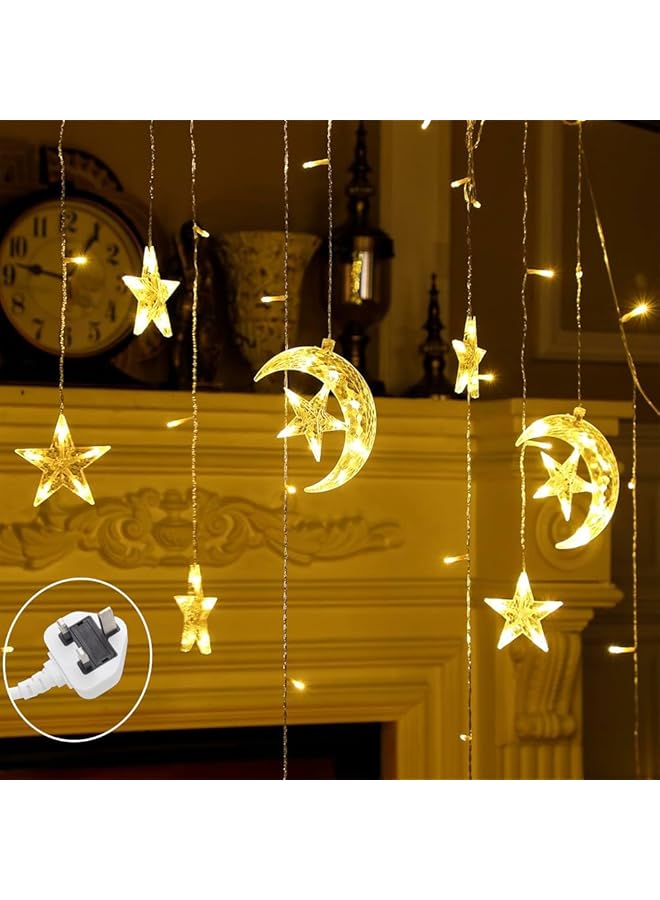 إيروريكس زينة رمضان هلال ونجوم مضيئة متعددة الأشكال باللون الأصفر الدافئ الكهربائي - Image 1