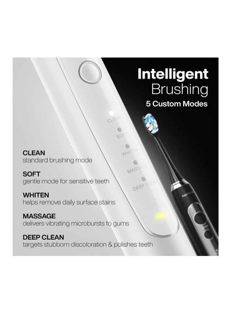 أكوا سونيك فرشاة أسنان كهربائية Duo Series PRO UV معتمدة من جمعية طب الأسنان الأمريكية (ADA) مزودة بمعقم بالأشعة فوق البنفسجية - قاعدة شحن لاسلكية - 5 أوضاع مع مؤقتات ذكية - 10 رؤوس فرشاة Proflex وحقيبتي سفر - Image 3