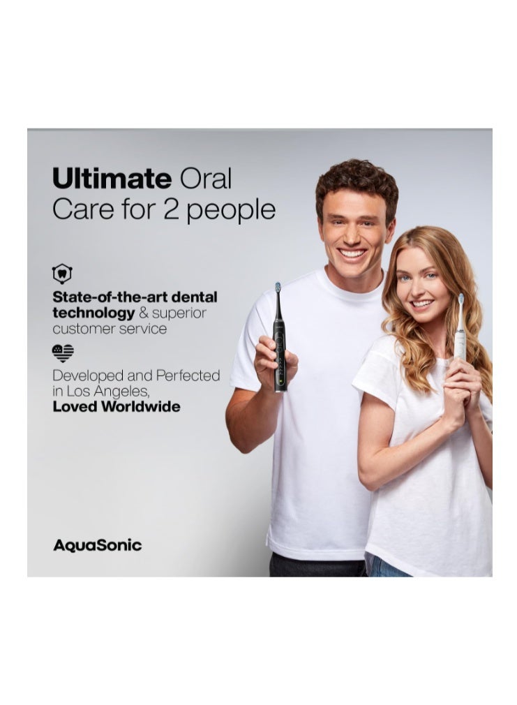 أكوا سونيك فرشاة أسنان كهربائية Duo Series PRO UV معتمدة من جمعية طب الأسنان الأمريكية (ADA) مزودة بمعقم بالأشعة فوق البنفسجية - قاعدة شحن لاسلكية - 5 أوضاع مع مؤقتات ذكية - 10 رؤوس فرشاة Proflex وحقيبتي سفر - Image 5