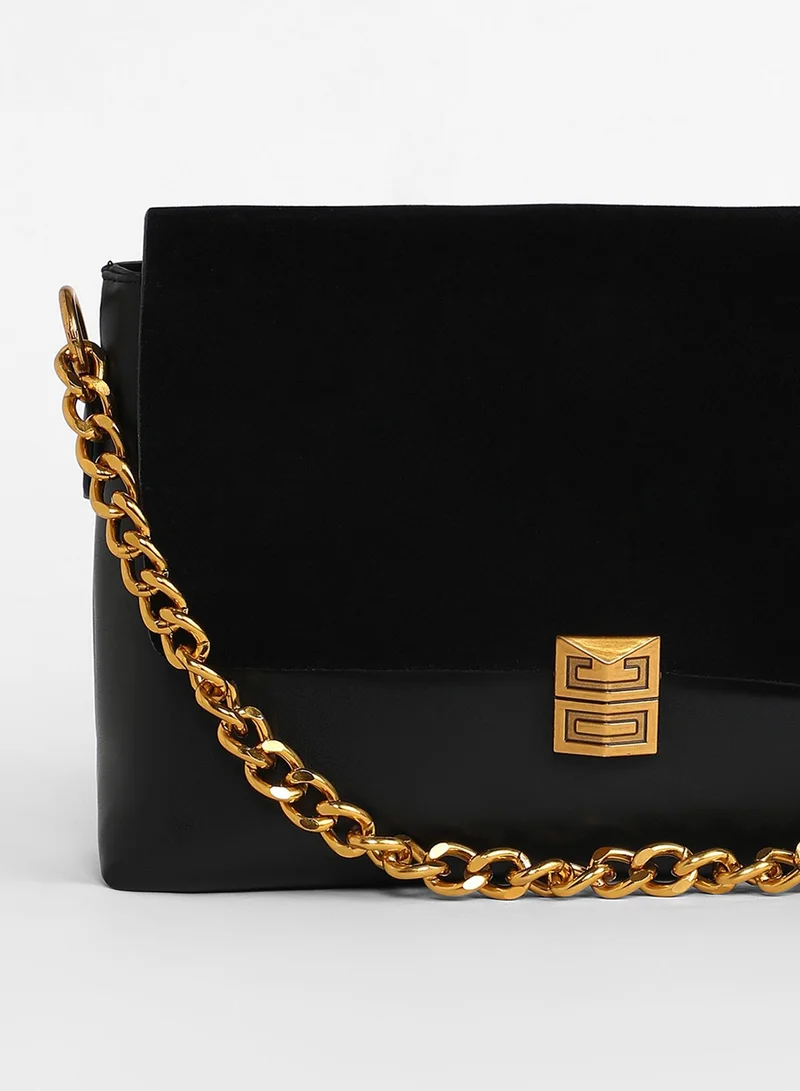 Haute Sauce Women's The Velvet Block Shoulder Bag - Midnight Black