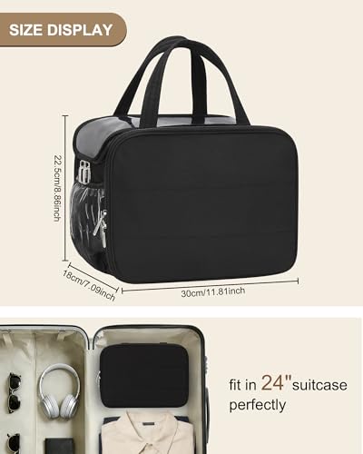 WGEAR Travel Toiletry Bag for Women Large WideOpen Makeup Bag with Compartments Lightweight Cosmetic Bag with Adjustable Dividers Puffy Visible Toiletry Organizer for FullSized Container - Image 3