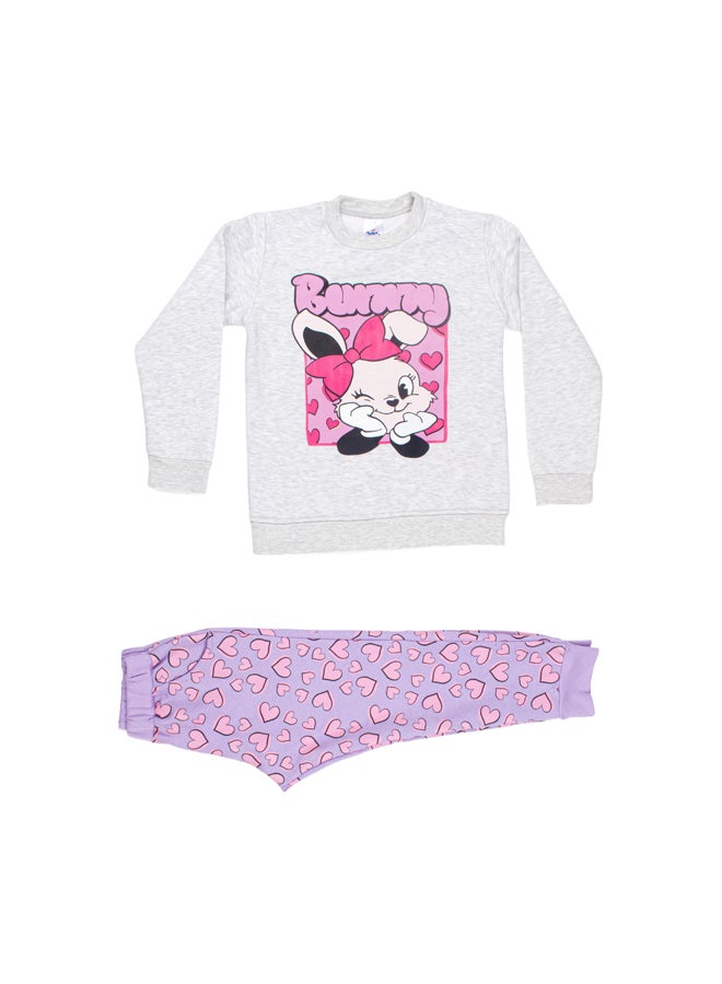 Papillon Girl Melton Printed Winter Pajama Set