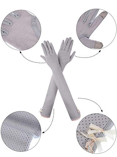 Chuangdi 2 Pairs Women UV Sun Protection Driving Gloves Touchscreen Cotton Arm Sun Block Gloves for Outdoor Sports Summer Supplies (Color Set 1) - Image 3