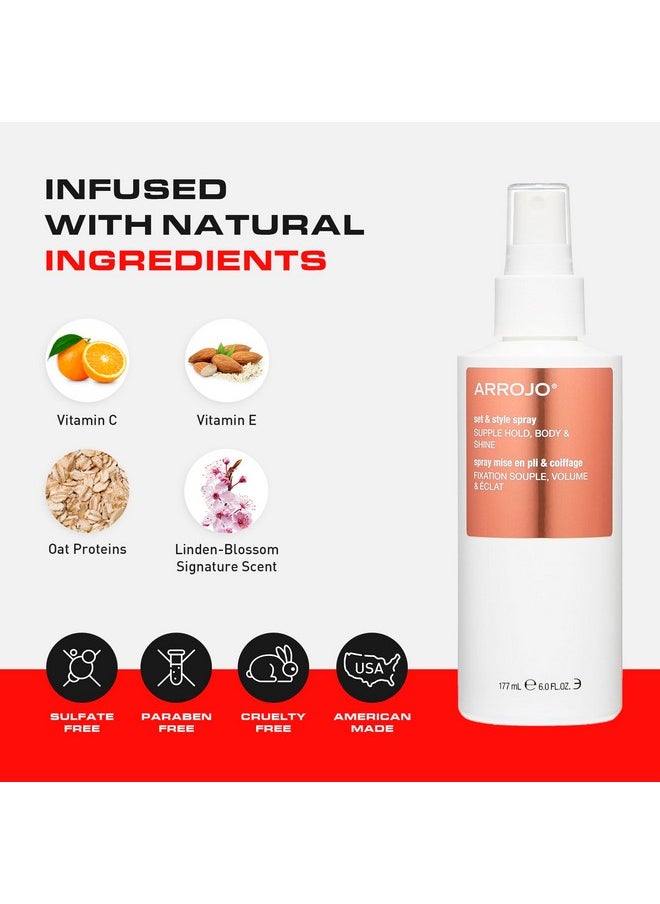 ARROJO Set & Style Hair Spray - Blow Dry Spray To Create Body, Shine, Hold - Hair Shine Spray For Blow-Drying -Hair Setting - Anti Frizz Hair Products To Fight Humidity (6 Oz)  - Image 2
