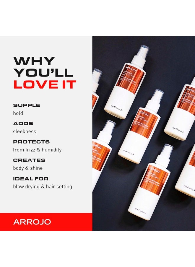 ARROJO Set & Style Hair Spray - Blow Dry Spray To Create Body, Shine, Hold - Hair Shine Spray For Blow-Drying -Hair Setting - Anti Frizz Hair Products To Fight Humidity (6 Oz)  - Image 1