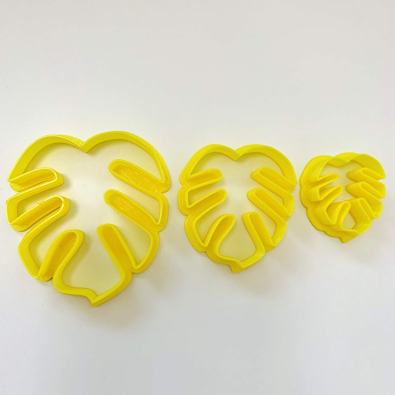 CHENRUI Set of 3 Monstera Leaf Polymer Clay Cutter Set Cookie Fondant Cutters - Image 2