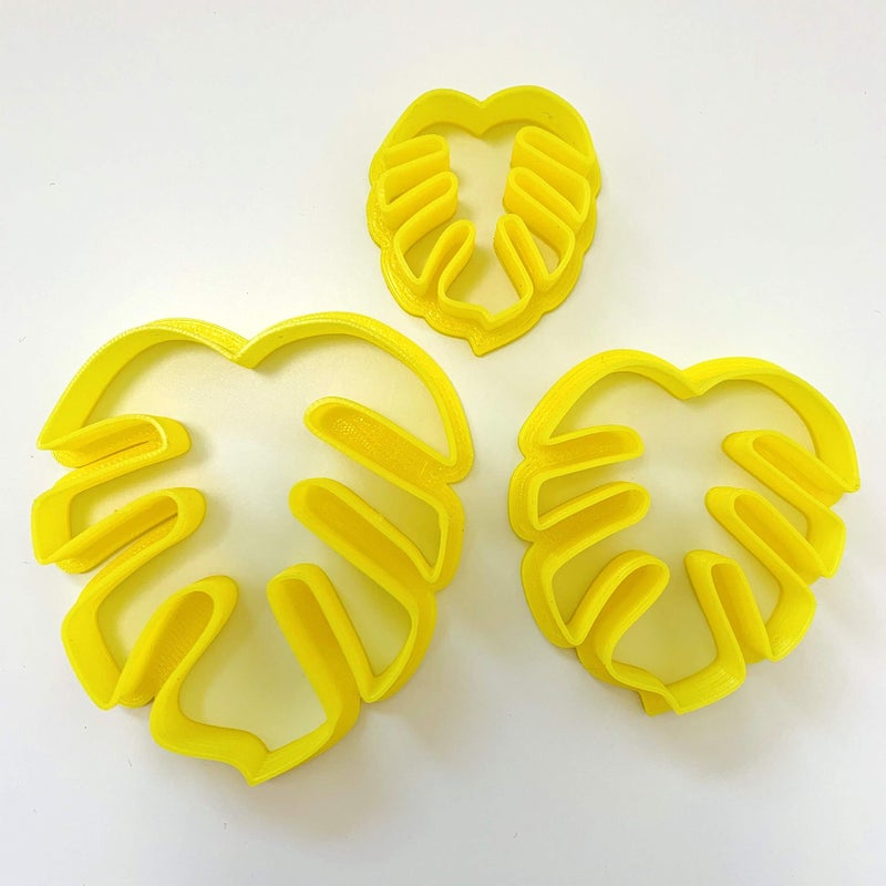 CHENRUI Set of 3 Monstera Leaf Polymer Clay Cutter Set Cookie Fondant Cutters - Image 1