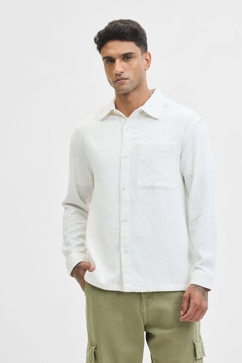 سنيتش قميص خارجي أبيض بنقوش منتظمة