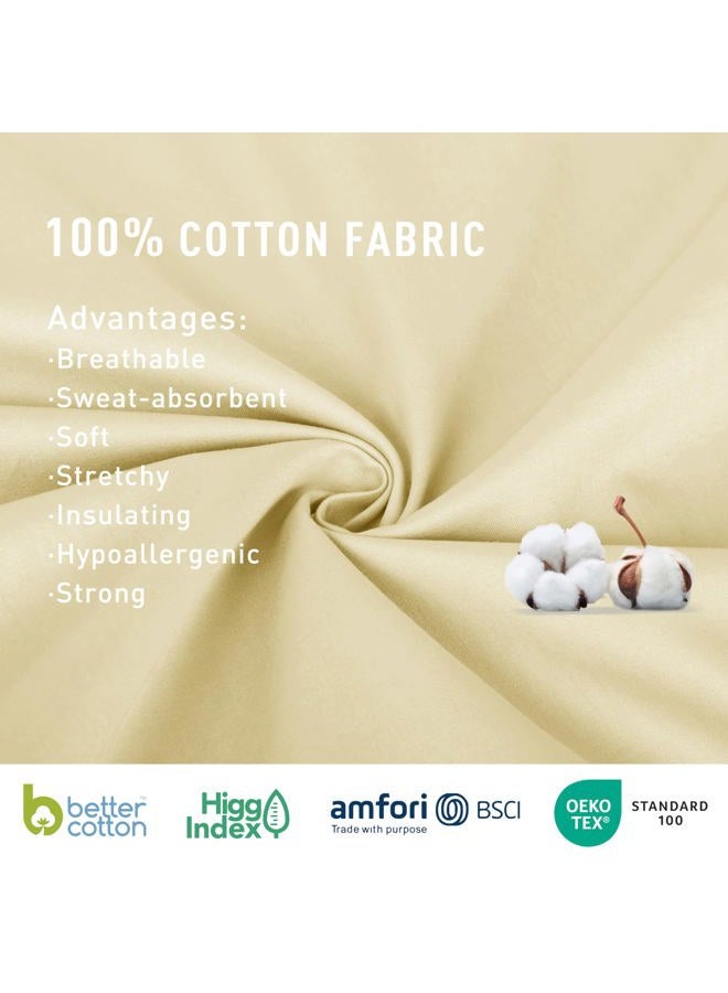 Sunflower Cotton Queen Sheet Set - Queen Size Sheet Deep Pocket Fits up to 16 inches, 4-Piece Queen Bed Sheet with Silver Trimmed Design, Luxury Hotel Quality,Butter Cream - Image 3