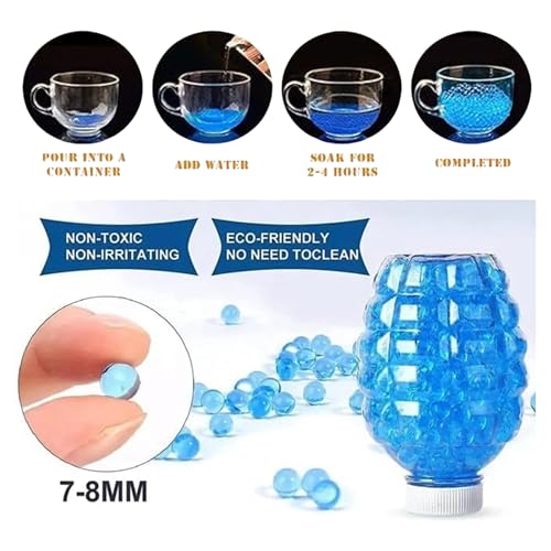 Trocshop Gel Balls, 7-8mm Water Beads, 10,000 Rounds, Transparent Blue, for Gel Blaster Guns (Random Color, 10K) - Image 2