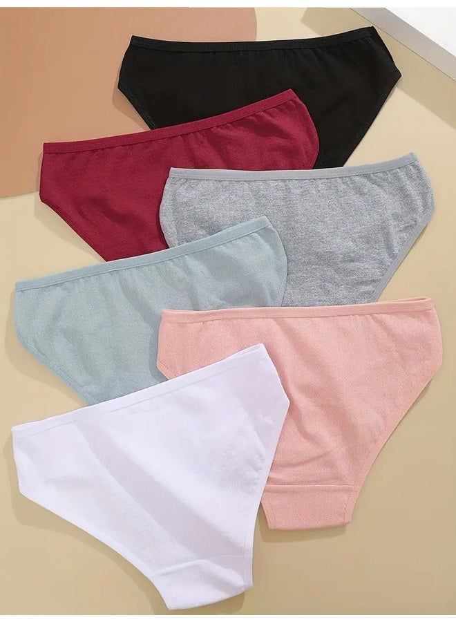 Zeemey 6-Piece Cotton Bikini Breathable Panties Low Waist Fashionable Ladies Panties