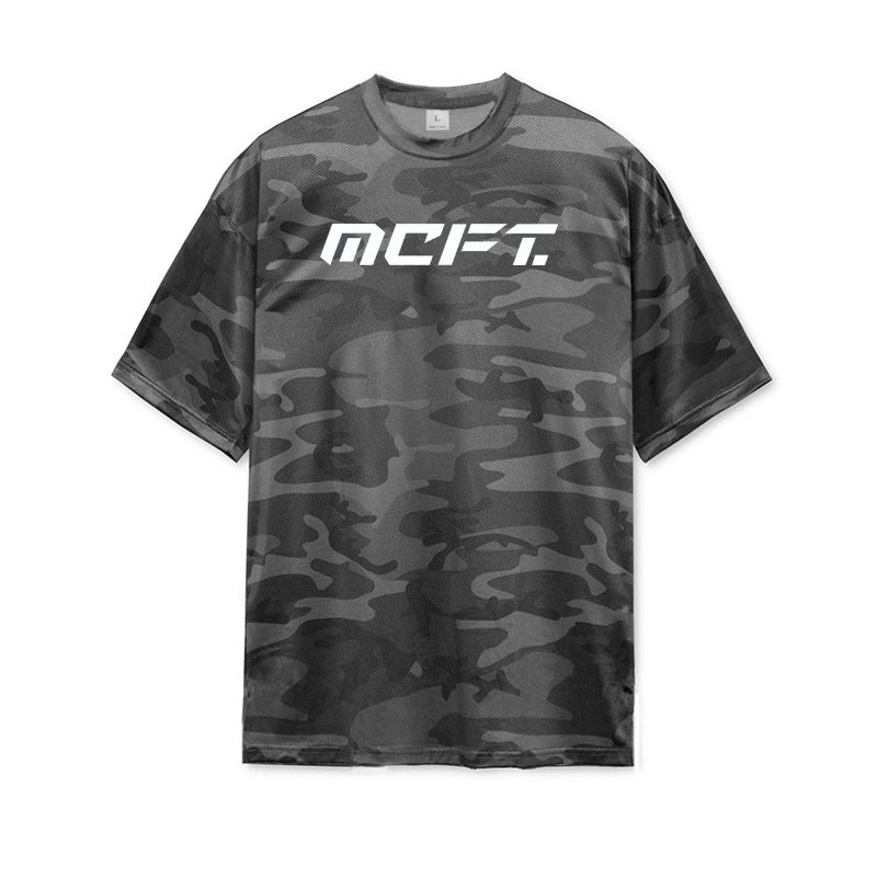 MCFT الرجال اللياقة البدنية قصيرة الأكمام الصيف سريع التجفيف التنفس تي شيرت عبر الحدود التجارة الخارجية شعبية التمويه فضفاضة بالإضافة إلى الملابس الحجم - Image 1