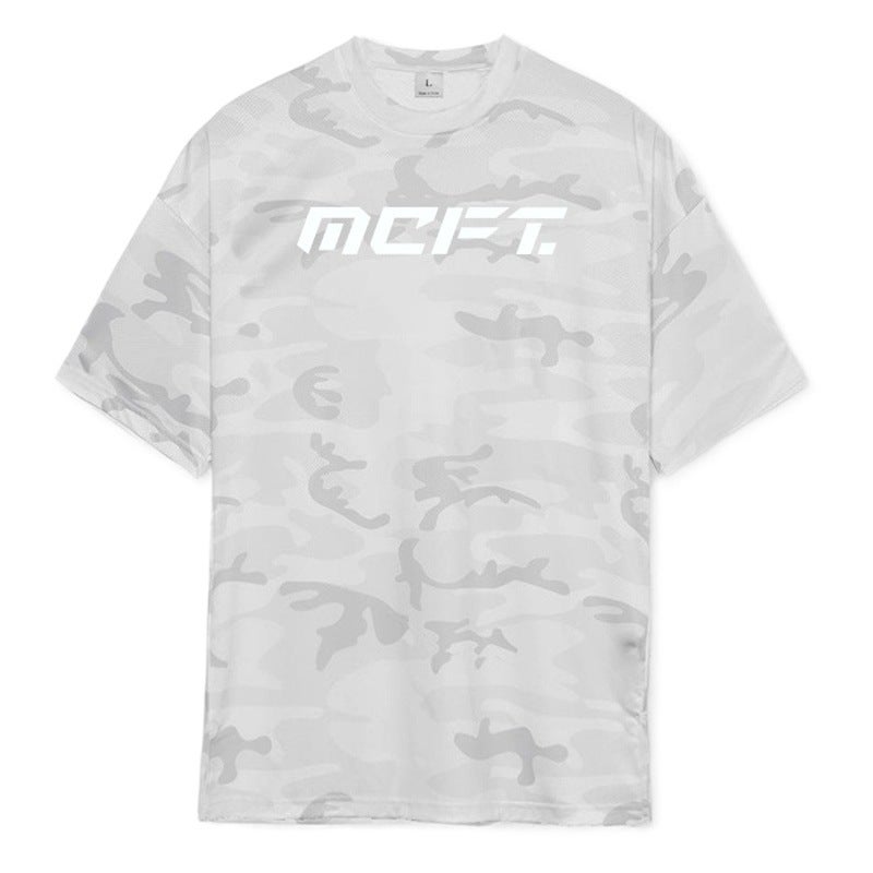 MCFT الرجال اللياقة البدنية قصيرة الأكمام الصيف سريع التجفيف التنفس تي شيرت عبر الحدود التجارة الخارجية شعبية التمويه فضفاضة بالإضافة إلى الملابس الحجم - Image 2