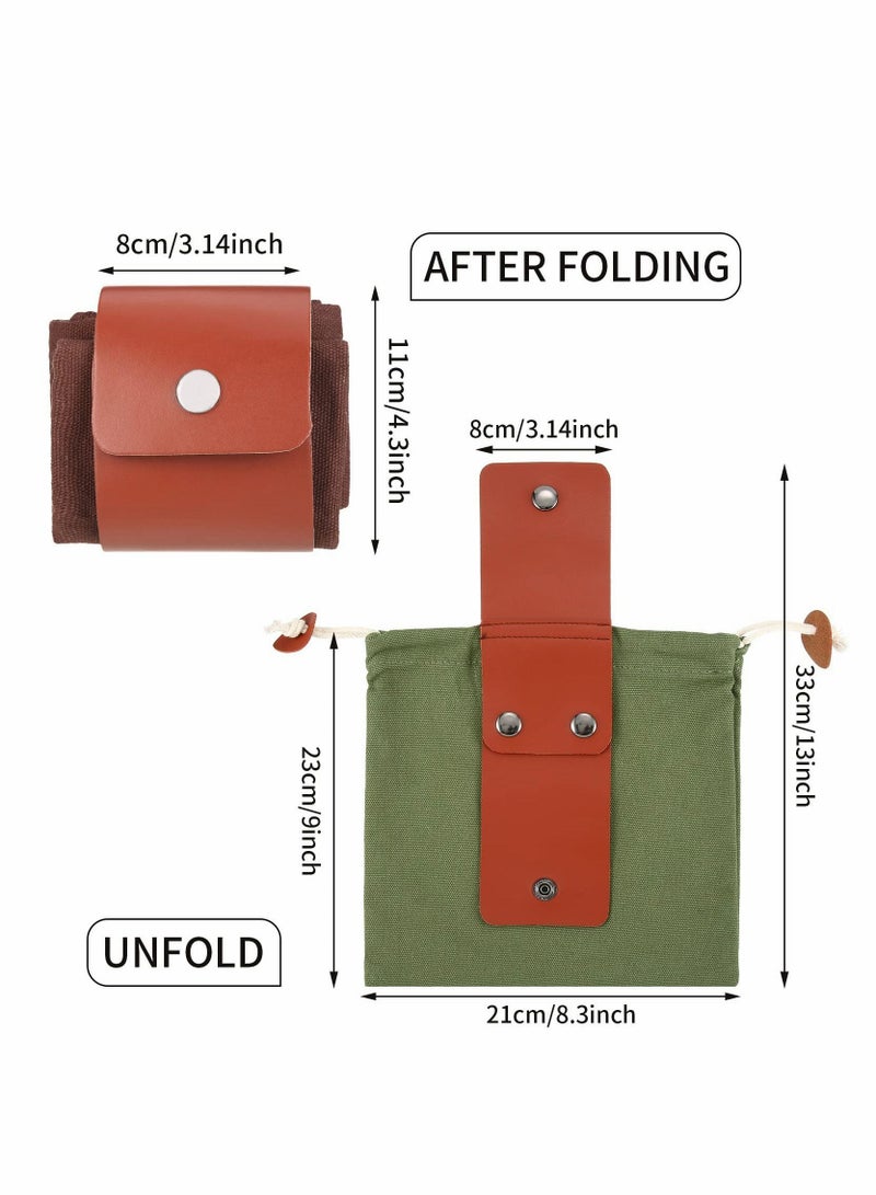 Generic Craft Canvas Bag, 4 Pcs Collapsible Foraging Pouch, Garden Vegetable Storage Pouch Fruit Picking Leather Belt Bag for Outdoor Camping Hiking Hunting Travel Beach-Combing - Image 3
