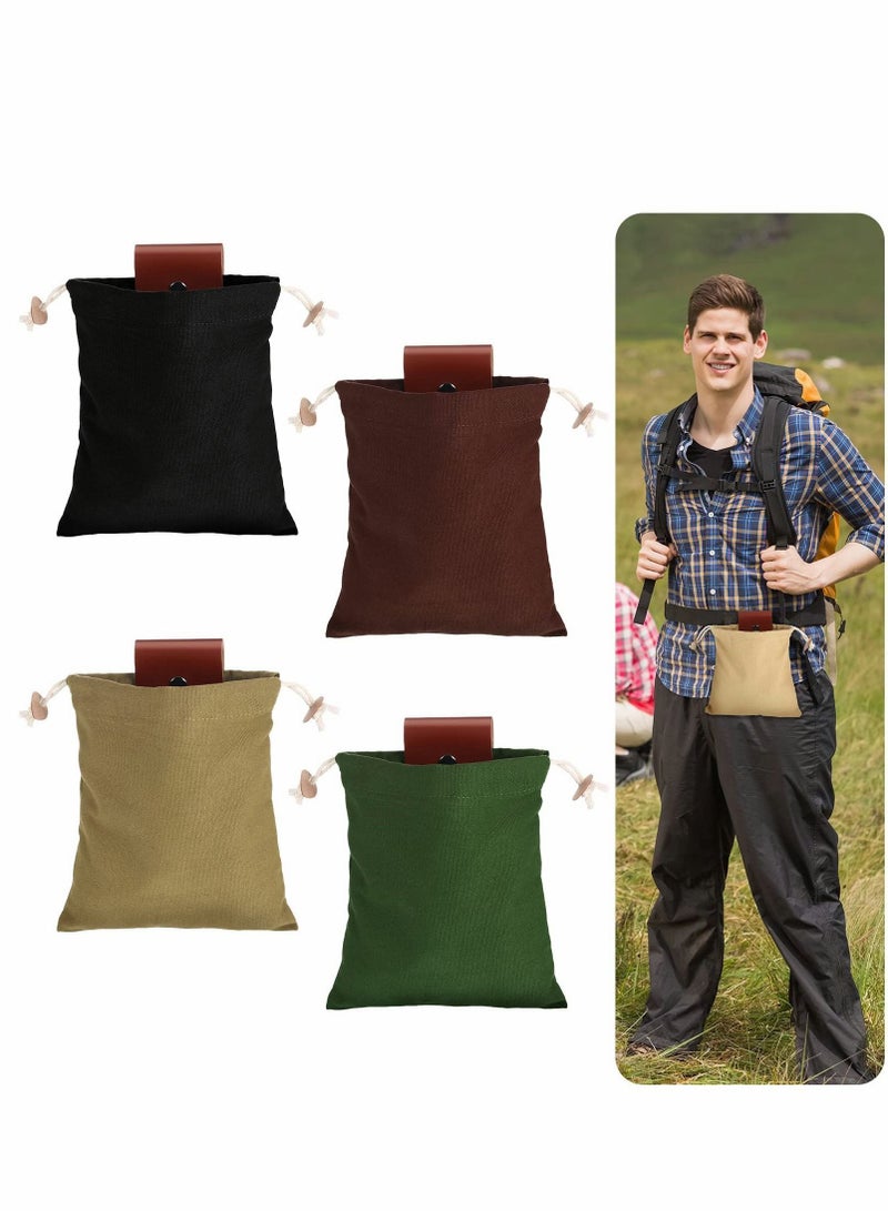 Generic Craft Canvas Bag, 4 Pcs Collapsible Foraging Pouch, Garden Vegetable Storage Pouch Fruit Picking Leather Belt Bag for Outdoor Camping Hiking Hunting Travel Beach-Combing - Image 1