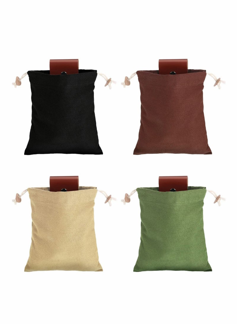 Generic Craft Canvas Bag, 4 Pcs Collapsible Foraging Pouch, Garden Vegetable Storage Pouch Fruit Picking Leather Belt Bag for Outdoor Camping Hiking Hunting Travel Beach-Combing - Image 5