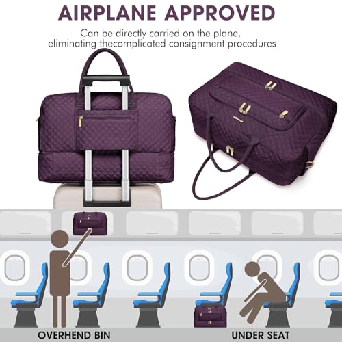 LUOCIP Travel Duffle Bag Weekender for Women - Carry-On Overnight Bag Personal Item Bag with Shoe Compartment & Wet Pocket Large Weekend Tote Bags with Toiletry Bag Hospital Bags for Labor and Delivery - Image 5