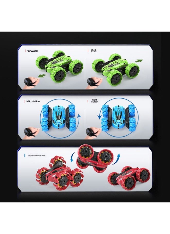 Generic - Stunt Off-road Vehicle Double-sided Remote Control Swing Arm Long-lasting Children's Toy Car Explosion Wheel Remote Control Car-Color:Explosive Wheel Stunt Car Dual Remote Control - Blue - Image 1
