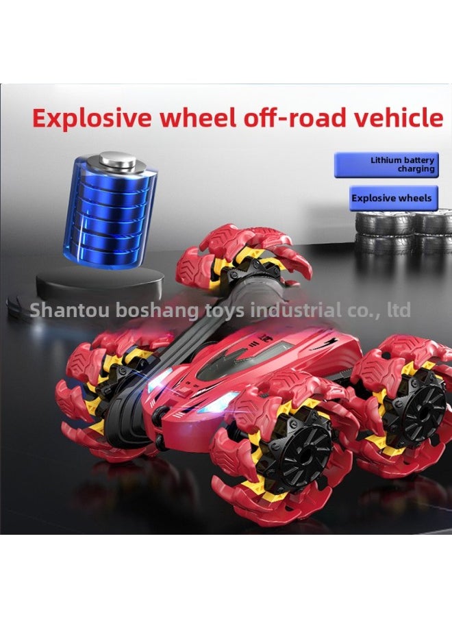 Generic - Stunt Off-road Vehicle Double-sided Remote Control Swing Arm Long-lasting Children's Toy Car Explosion Wheel Remote Control Car-Color:Explosive Wheel Stunt Car Dual Remote Control - Blue - Image 1
