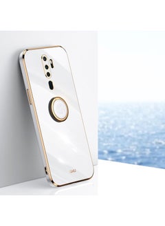 Case Cover For OPPO A9 2020 / A11x XINLI Straight 6D Plating Gold Edge TPU Shockproof Case with Ring Holder White