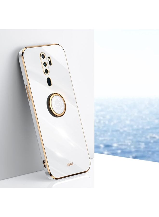HuHa - Case Cover For OPPO A9 2020 / A11x XINLI Straight 6D Plating Gold Edge TPU Shockproof Case with Ring Holder White - Image 1