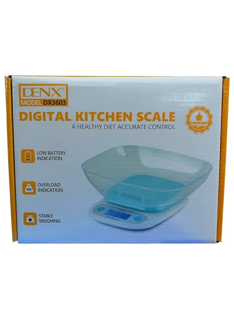 Denx Digital kitchen scale for home use and coffee lovers/V60 with high accuracy and 5000g capacity with smart functions - Image 1