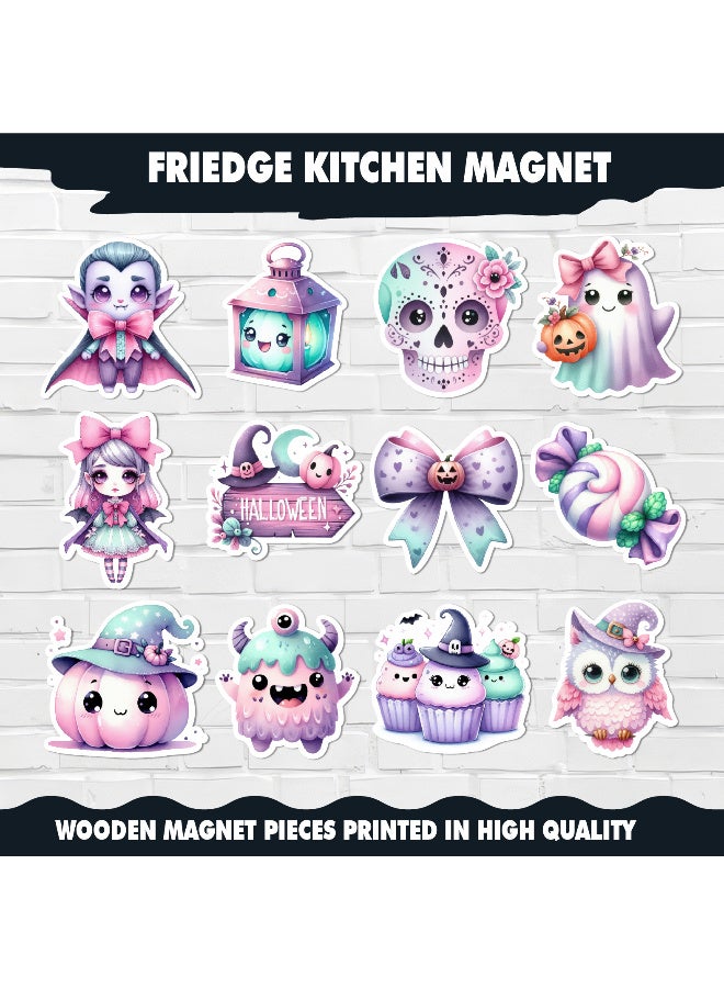 مجموعة مغناطيسات الثلاجة لهالوين – 12 قطعة  تصاميم مرعبة وممتعة تشمل اليقطين، الأشباح، العناكب، والساحرات – مثالية لتزيين الثلاجة، المطبخ، والمنزل بأجواء هالوين احتفالية ومميزة - Image 2