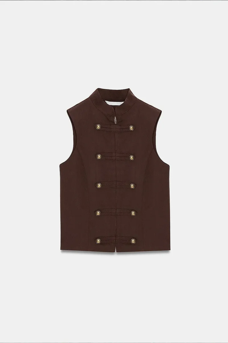 Dilvin Chestnut Brown DILVIN Tencel Waistcoat for Women | Best Price UAE