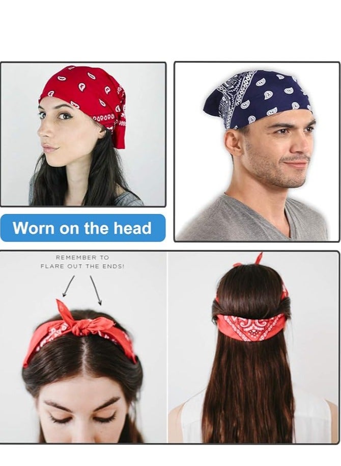 Tanyaz Bandanas for Men Women,100% Cotton Bandana Print Paisley Bandanas Cowboy Handkerchiefs - Image 3
