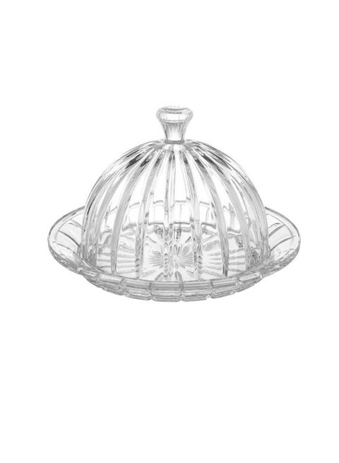 Striped glass passerine with lid