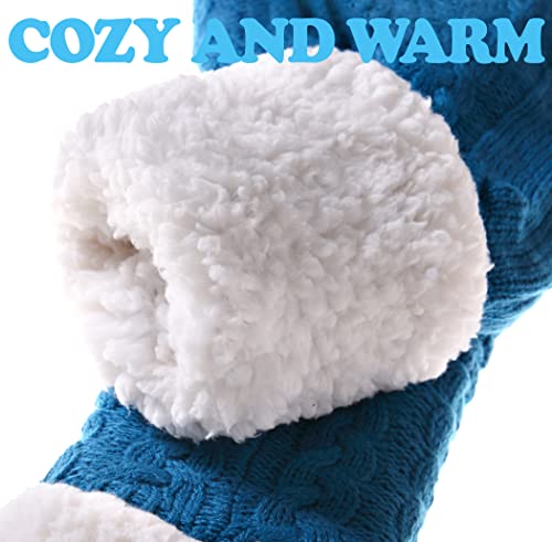 SDBING Women's Winter Super Soft Warm Cozy Fleece Lined Fuzzy Slipper Socks with Grippers (Turquoise, 6-10) - Image 4