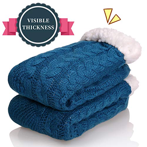 SDBING Women's Winter Super Soft Warm Cozy Fleece Lined Fuzzy Slipper Socks with Grippers (Turquoise, 6-10) - Image 3