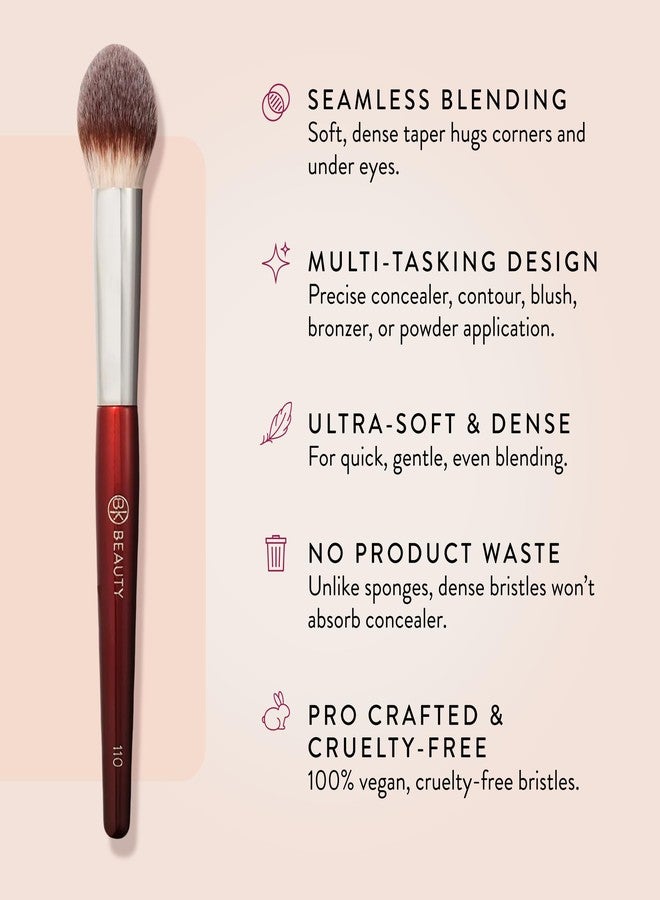 BK BEAUTY 110 LARGE CONCEALER BRUSH - Dense Tapered Under-Eye Concealer Brush for Quick Blending, Full Coverage Finish, No Product Absorption - Image 2