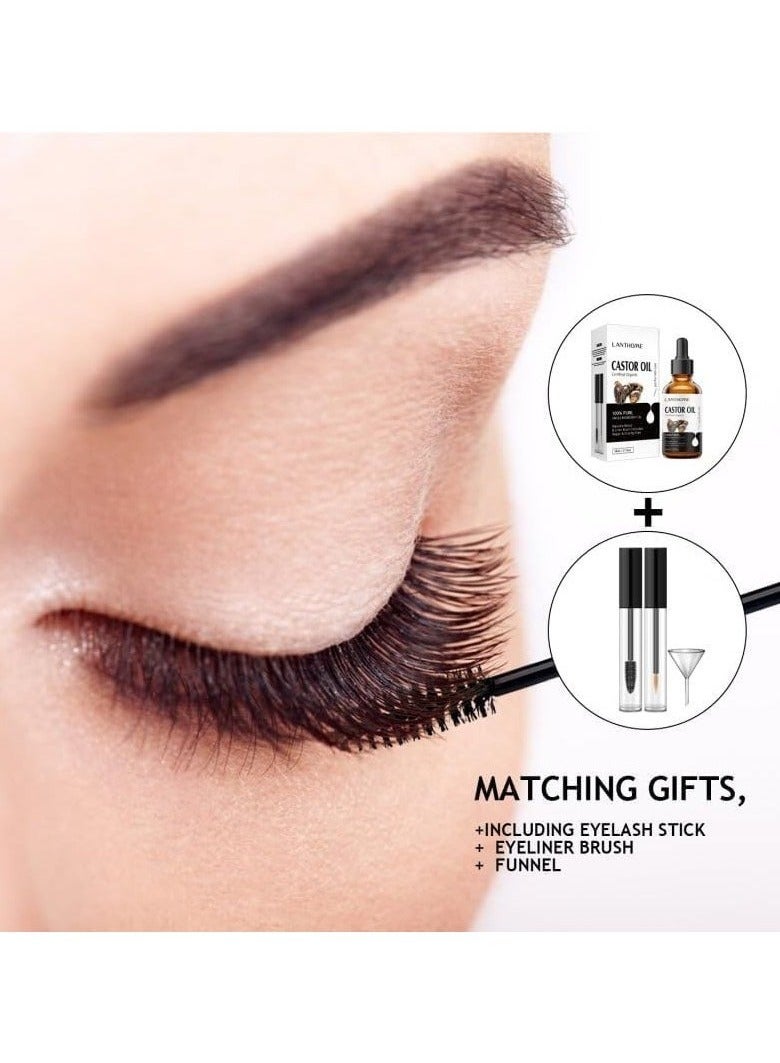 Lanthome Castor Oil Organic (50ml), Pure Natural Castor Oil for Hair Growth, USDA Standard, Cold-Pressed and Unrefined, Eyelash & Eyebrows Growth Serum, Eyelash Treatment - Image 3